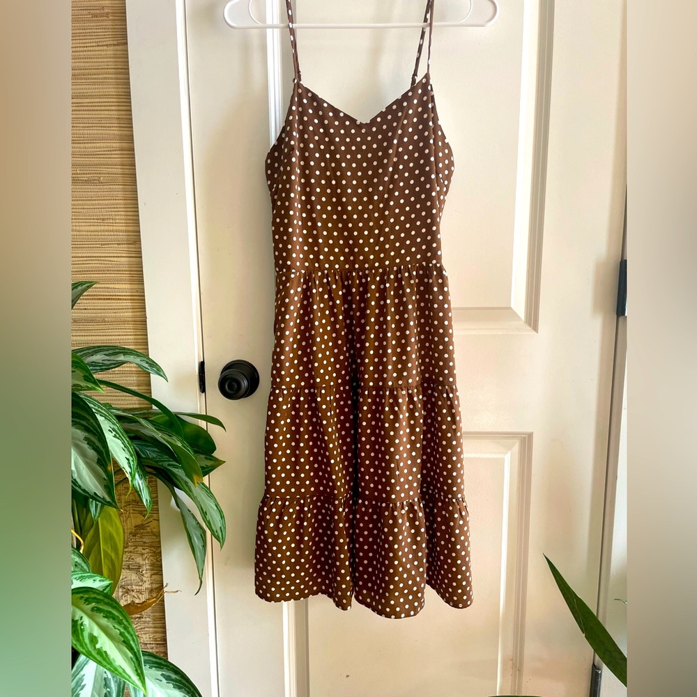 Monteau Brown Polka Dot Sun Dress Sz M